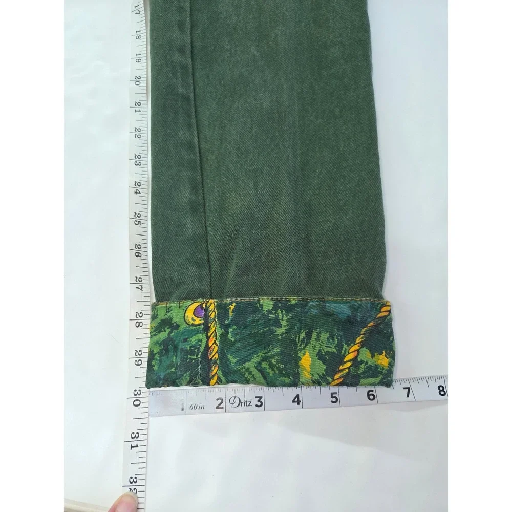 Vintage Major Damage Colorblock Jeans Green Purple Mens Size 30 High Rise 90s